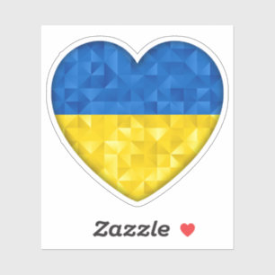 Adesivo Bandeira ucraniana. Amor à Ucrânia. Apoio. Coração