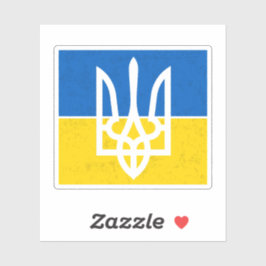 Adesivo Bandeira Ucraniana Com Casaco De Armas