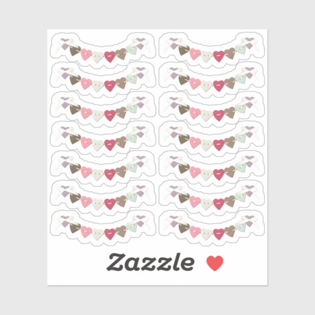 Adesivo Bandeiras de Coração de Campo de Costura (Folha)