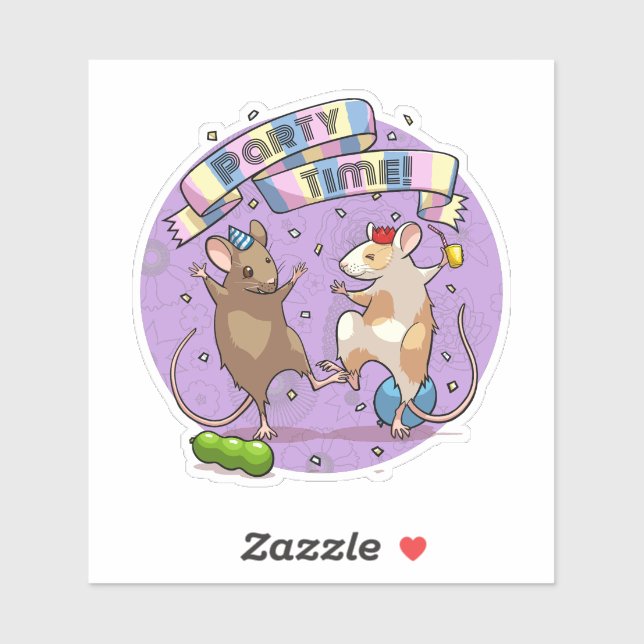 Adesivo Banner de horário dos ratos dançando Confetti e Ba (Folha)