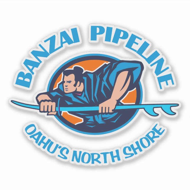 Adesivo Banzai Pipeline (azul) (Frente)