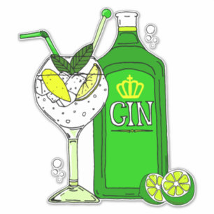 Adesivo Bar de Gin e Tonic Cocktail