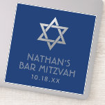 Adesivo Bar Mitzvah Sticker para decoração ou Favor<br><div class="desc">Use estes adesivos Mitzvah grandes Bares como itens decorativos,  para fazer sinais,  adicionar a caixas de cartão DIY ou como favoritos. A Estrela marinho azul e prateada de David e fontes modernas criam um olhar divertido e elegante que também é bastante clássico.</div>
