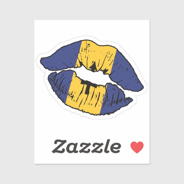 Adesivo Barbados Barbade Lipstick Love Flag (Folha)