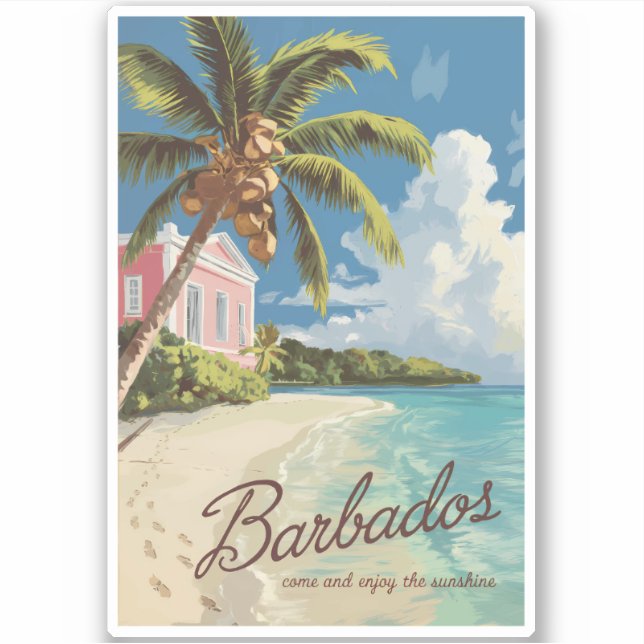 Adesivo Barbados Painterly Viagem Art Vintage (Frente)
