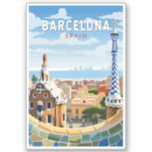 Adesivo Barcelona Espanha Art Vintage<br><div class="desc">Design de viagem de vetor de Barcelona. Barcelona,  a capital cosmopolita da Catalunha da Espanha,  é conhecida pela sua arte e arquitetura.</div>