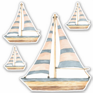 Adesivo Barcos à vela com cruz azul de aquarela