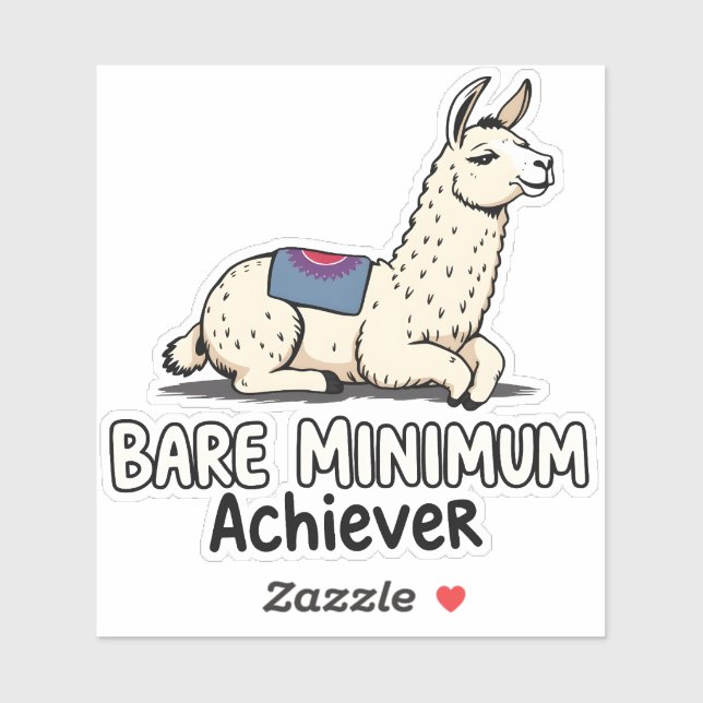 Adesivo Bare Minimum Achiever Funny Llama Lazy Humor  (Folha)