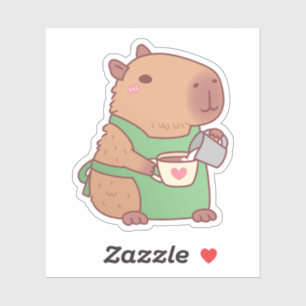 Adesivo Barista Capivara Fofa Fazendo Café