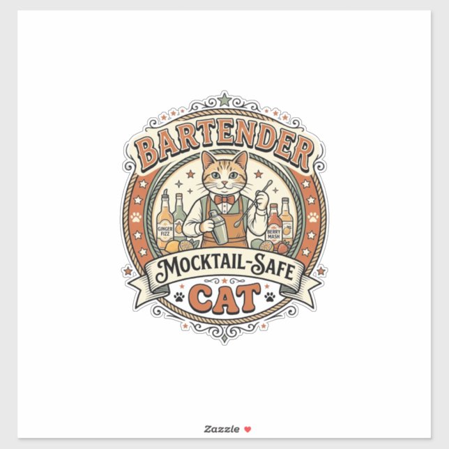 Adesivo Barman Mocktail-Safe Gato Barman Mocktail-Safe (Folha)