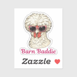 Adesivo Barn Baddie Funny Glam Chicken in Pink Sunglasses 