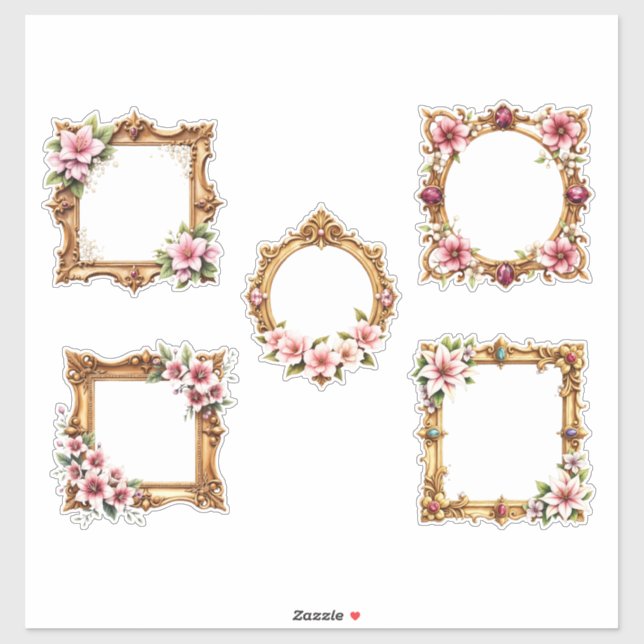 Adesivo Baroque Floral Frame Sticker Sheet (Folha)