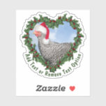 Adesivo Barred Rock Chicken Wreath Christmas<br><div class="desc">* Um pequeno frango de Natal, Georgia, o Frango Barred Rock, vestindo um Chapéu Santa bonitinho numa coroa de férias em forma de coração. * Várias opções de tamanho e escolha matemática brilhante ou transparente! * Adicione seu texto, nome da família, evento, ano ou mensagem curta ou remova a opção...</div>