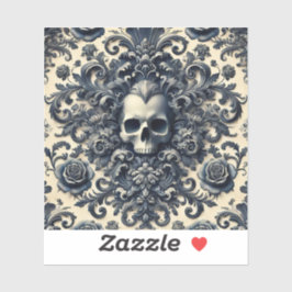 Adesivo Barroco Punk - Travesseiro do crânio gótico