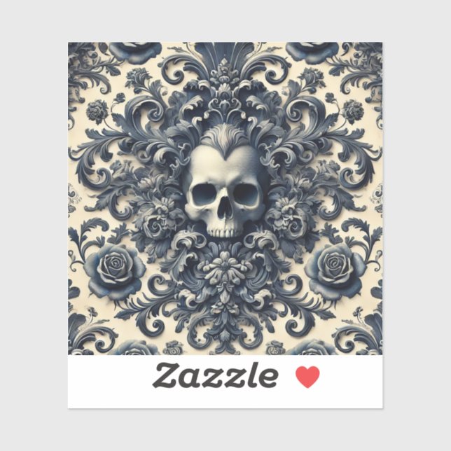 Adesivo Barroco Punk - Travesseiro do crânio gótico (Folha)