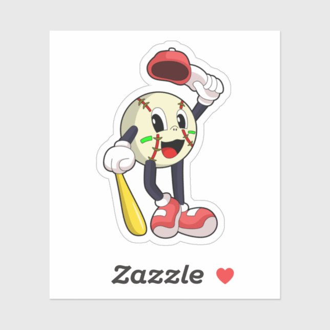 Adesivo Baseball com bastão de beisebol (Folha)