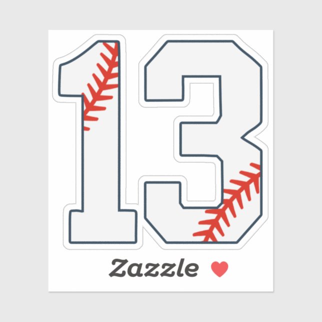 Adesivo Baseball Jersey Number 13 (Folha)