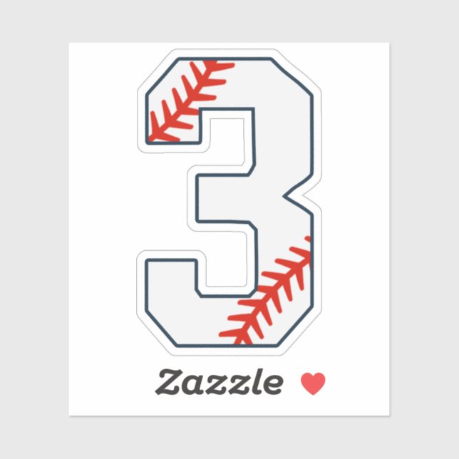 Adesivo Baseball Jersey Number 3 (Folha)