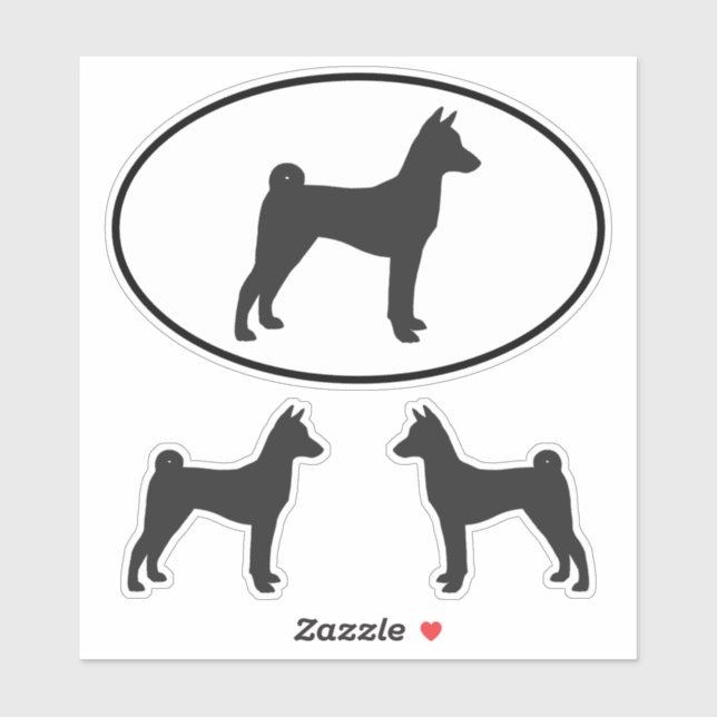 Adesivo Basenji Dog Breed Silhouette Vinyl Sticker Set (Folha)