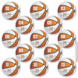 Adesivo basquete branco laranja 13 atletas de