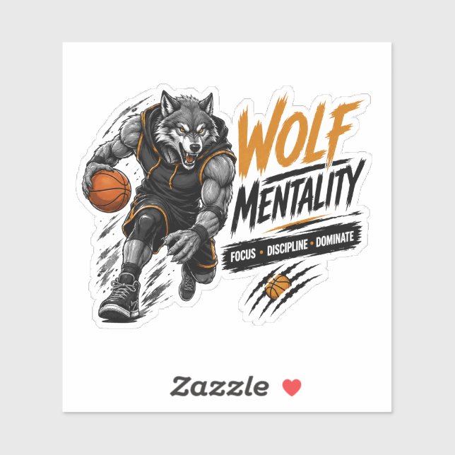 Adesivo Basquetebol Mentalidade de Lobo  (Folha)