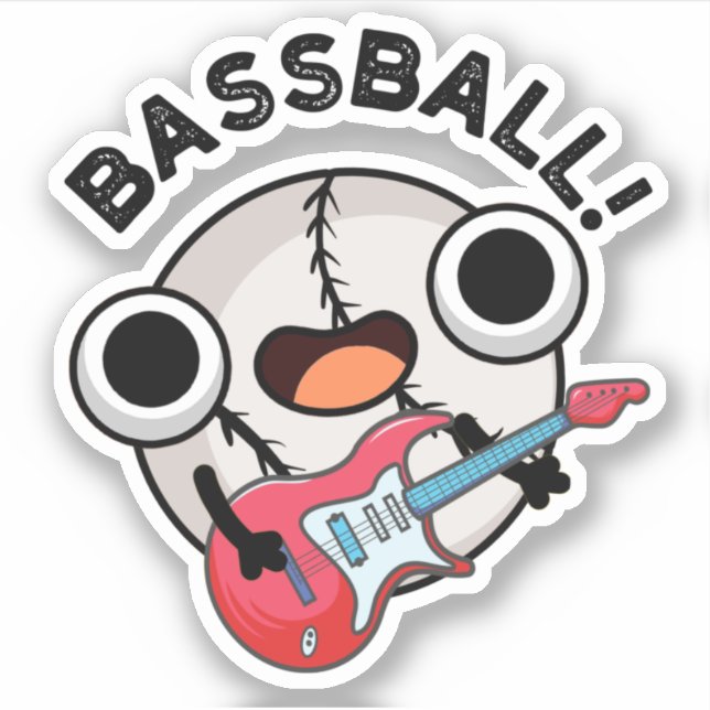 Adesivo Bass Funny Baseball Bass Guitarrista Pun (Frente)
