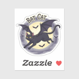 Adesivo Bat Cat - Vinheta Vinílica de Gatinho de Halloween