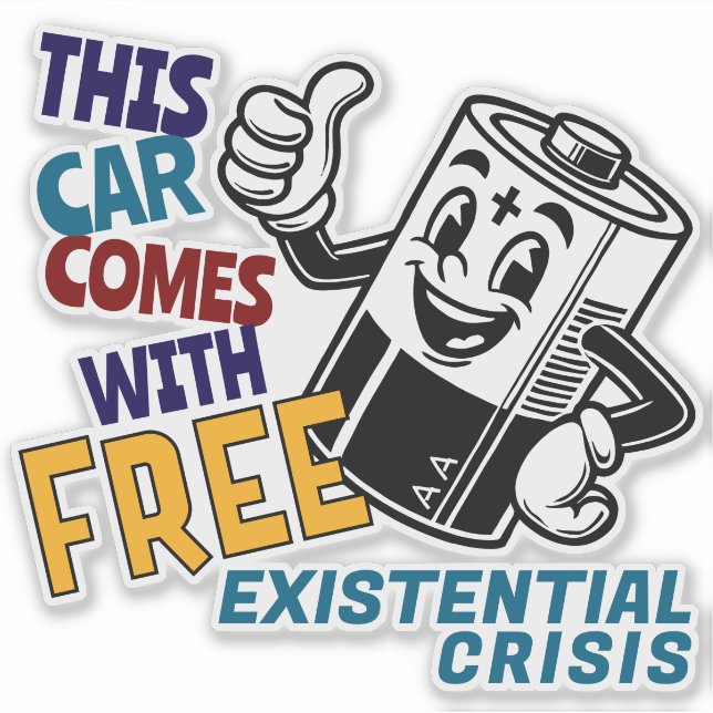 Adesivo Bateria de Cartoon de Pára-choque de Tesla Regret (Frente)