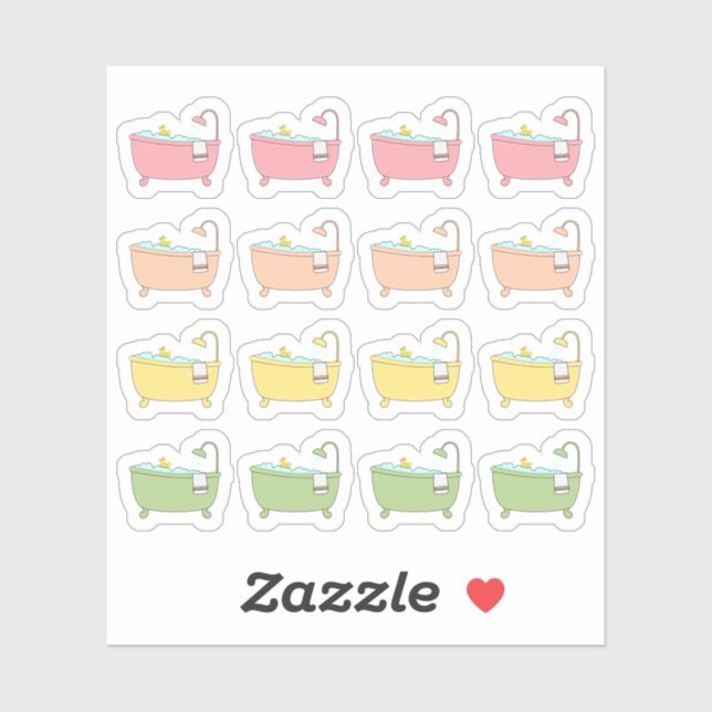 Adesivo Bath Time Bubble Bathtub Selfcare Reminer Planner (Folha)