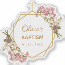 Batismo de Menina Dourado Orquídeas Rosa Floral Ge