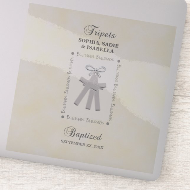 Adesivo Batismo triplicado em 3 cruzamentos amarelas perso (Detalhe)