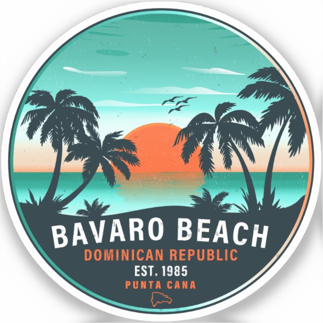 Adesivo Bavaro Beach Dominicana Retro Sunset Souvenir 60 a (Frente)