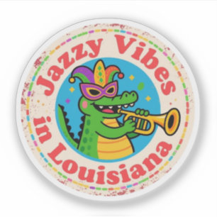 Adesivo Bayou Charm_Louisiana Mardi Gras Alligator Vintage