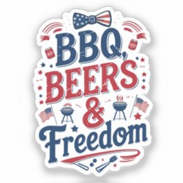 Adesivo BBQ, Beers & Freedom – Retro 4th of July Vibes