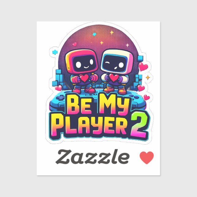 Adesivo Be My Player 2 Sticker – Retro Love Pixel Art (Folha)