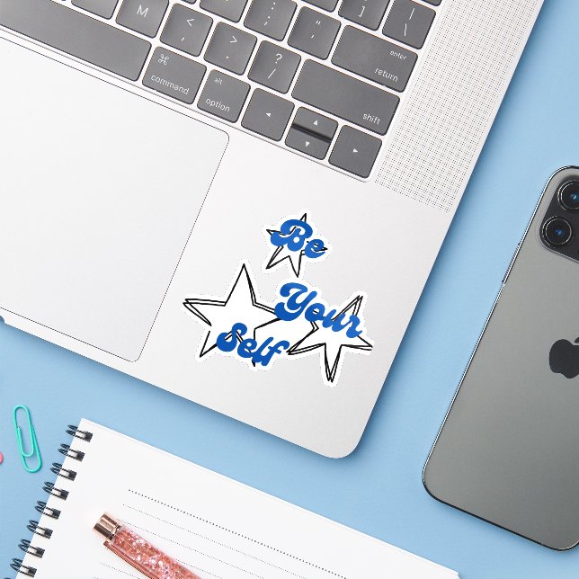 Adesivo Be Your Self Inspirational (Notebook com iPhone)