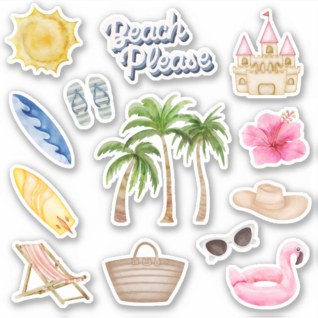 Adesivo Beach, por favor, quente, Summer Sticker Pack (Frente)