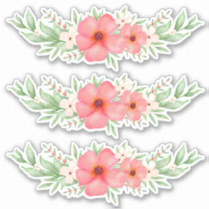Adesivo Beachy Boho Watercolor Pink Ivory Greenery Floral