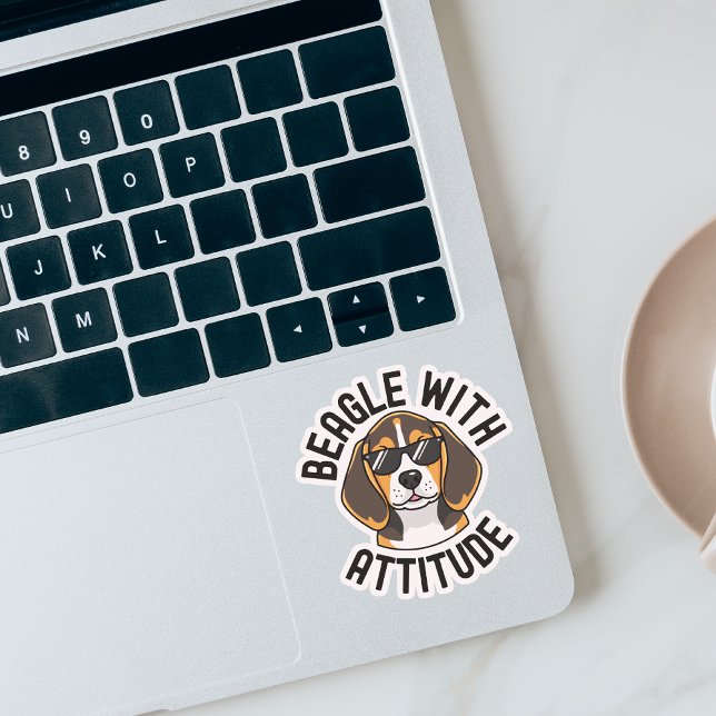 Adesivo Beagle Com Atitude Cachorro Usando Óculos de Sol (Beagle with attitude sticker)