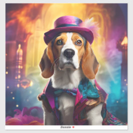 Adesivo Beagle em fantasia vibrante
