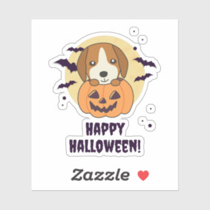 Adesivo Beagle In Pumpkin Sweet Dogs Happy Halloween