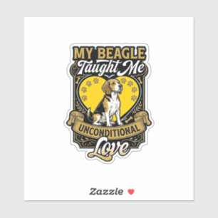 Adesivo Beagle Me Ensina o Amor Incondicional Coração e Pa