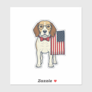 Adesivo Beagle Patriótico com Arte Vetorial Vintage de Ban