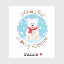 Adesivo Bear-y Christmas Greeting Custom-Cut Vinyl Sticker