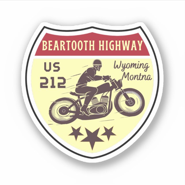 Adesivo Beartooth Highwayus 212, rota Montana para Wyoming (Frente)