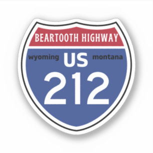 Adesivo Beartooth Highwayus 212, rota Montana para Wyoming