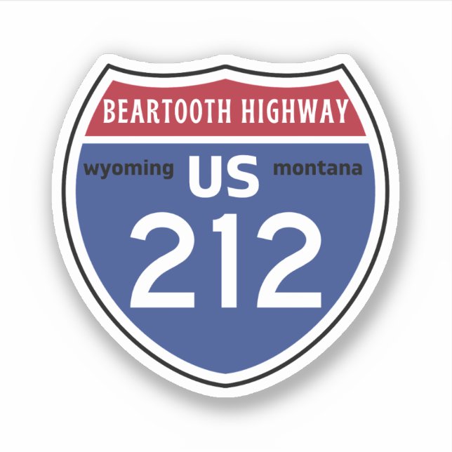 Adesivo Beartooth Highwayus 212, rota Montana para Wyoming (Frente)