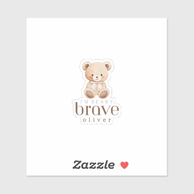 Adesivo beary brave childhood cancer sick kids custom name (Folha)