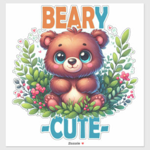 Adesivo Beary Cute. Teddy Bear a sorrir. Arma engraçado