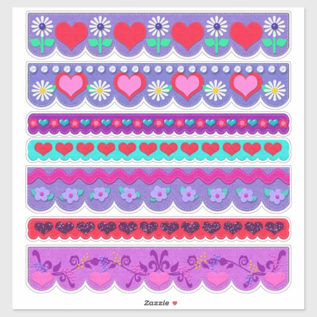 Adesivo Beautiful Felt Style Valentine's Day Borders (Folha)